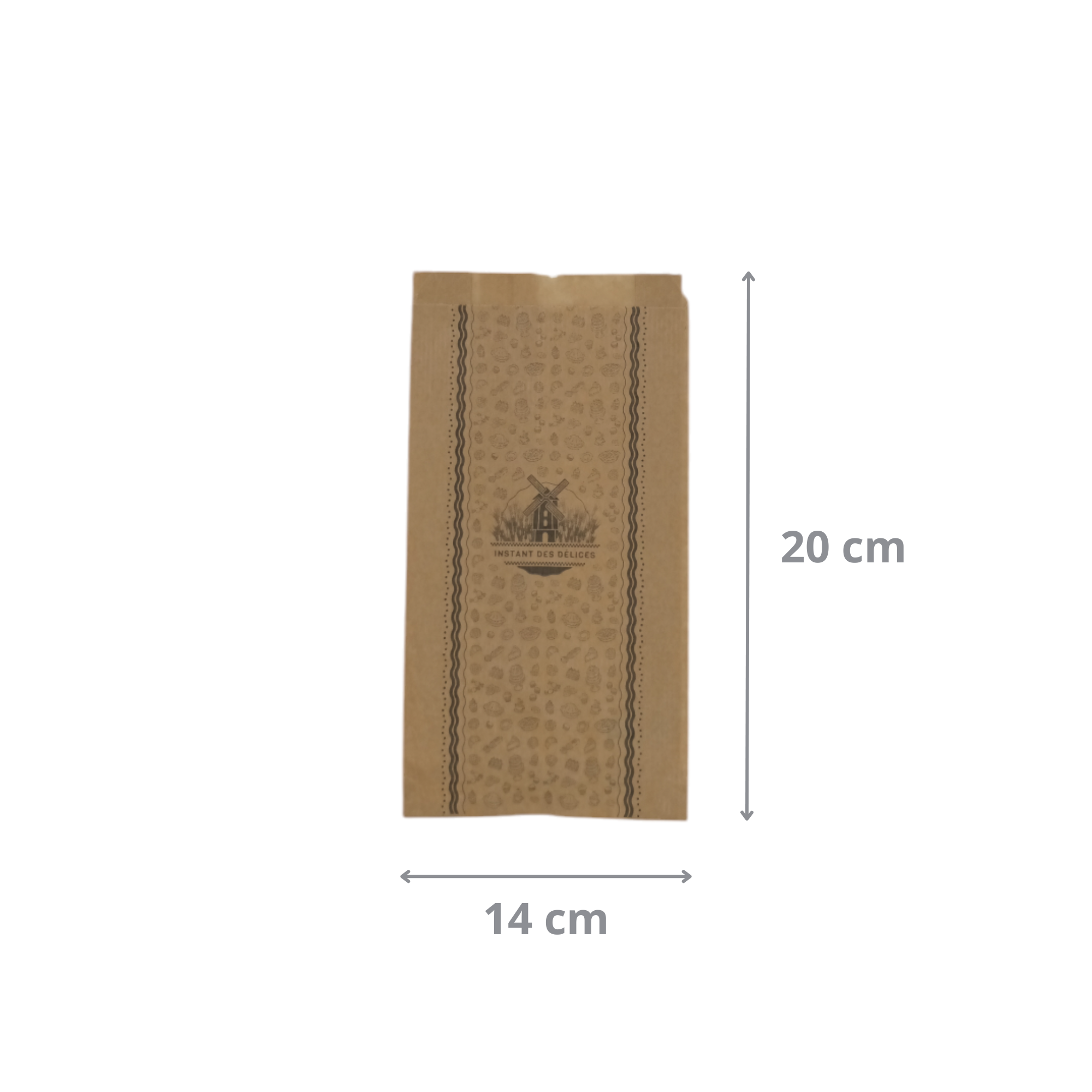 Sac viennoiseries 103 en papier kraft imprimé 14+6x20 cm